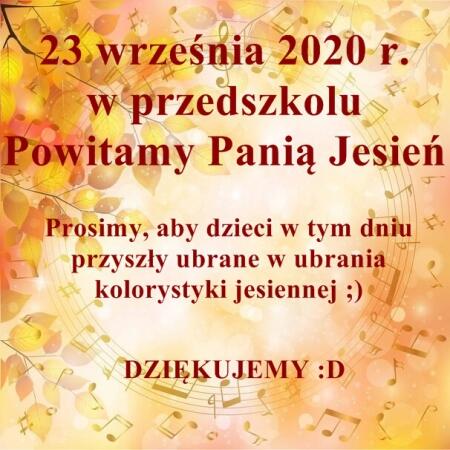 Powitanie Pani Jesieni- 23.09.2020 r.