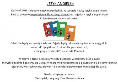 JĘZYK ANGIELSKI - INFORMACJE